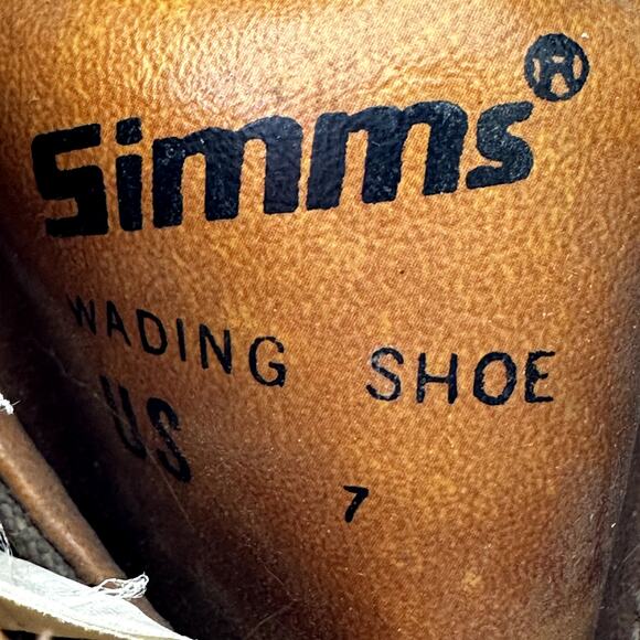 Simms Wading Shoe Fishing Boots Lace Up Leather Comfort Outdoor Brown US 7 - Picture 5 of 7